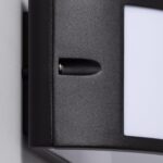 Applique murale extérieure noire en aluminium, finition texturée, diffuseur blanc carré