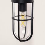 Applique murale extérieure en aluminium noir, verre cylindrique avec ampoule filament protégée par grille