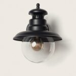 Applique murale extérieure aluminium noir mat avec globe en verre transparent