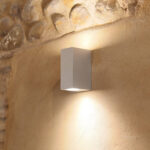 Applique murale extérieure rectangulaire en aluminium argenté, éclairage haut et bas