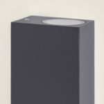 Applique murale extérieure en aluminium gris foncé, forme rectangulaire avec éclairage circulaire supérieur