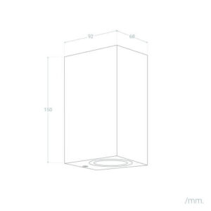 Applique murale rectangulaire avec ouverture circulaire inférieure pour éclairage dirigé vers le bas