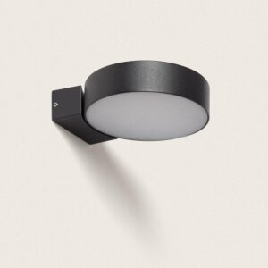Applique murale extérieure ronde en aluminium gris anthracite avec diffuseur opalin