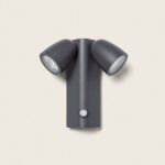 Applique murale extérieure gris foncé aluminium mat à deux spots orientables avec détecteur de mouvement