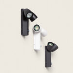 Applique murale extérieure en aluminium, spot orientable, finition noire et blanche, détecteur de mouvement intégré