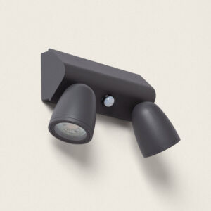 Applique Murale Extérieure Aluminium avec Détecteur de Mouvement Abel Large Deux Spots Gris foncé