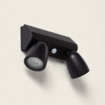 Applique Murale Extérieure Aluminium avec Détecteur de Mouvement Abel Large Deux Spots Noir