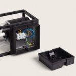 Applique murale extérieure noire aluminium, boîtier de câblage ouvert avec bornier et fils