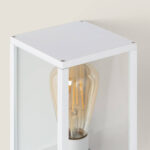 Applique murale extérieure blanche en aluminium et verre, forme rectangulaire avec ampoule à filament visible