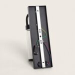 Applique murale extérieure noire et aluminium, platine de fixation noire avec câblage apparent