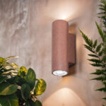 Applique murale extérieure cylindrique en ciment rouge, éclairage bidirectionnel haut et bas, fixation murale