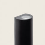 Applique murale extérieure cylindrique noire en métal, finition mate, ouverture lumineuse orientée vers le haut