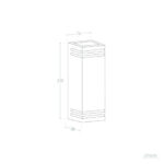 Applique murale extérieure rectangulaire double face en aluminium, éclairage haut et bas, croquis technique