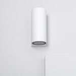 Applique murale cylindrique blanche pour extérieur, éclairage orienté vers le bas
