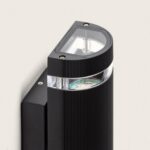 Applique murale extérieure noire cylindrique, diffuseur en verre, éclairage double face