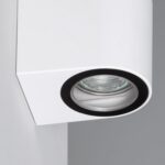 Applique murale extérieure blanche rectangulaire à spot encastré et anneau noir