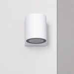 Applique murale extérieure cylindrique blanche, éclairage dirigé vers le bas, fixation murale
