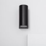 Applique murale cylindrique noire mate, lumière orientée vers le bas, montage mural