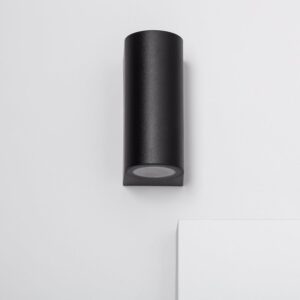 Applique murale cylindrique noire mate, lumière orientée vers le bas, montage mural