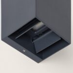 Applique murale anthracite en aluminium, corps rectangulaire up/down, volet intérieur réglable pour éclairage extérieur