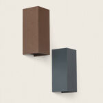 Applique murale rectangulaire en aluminium, finitions rouille et anthracite