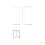 Applique murale rectangulaire up/down, dimensions 79×170 mm, vue technique