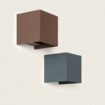 Applique murale cube en aluminium, finitions anthracite et rouille, surface mate