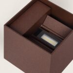 Applique murale extérieure carrée rouille à LED avec insert rectangulaire texturé