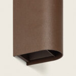 Applique murale rouille en aluminium, finition texturée, forme arrondie avec ouverture inférieure