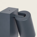 Applique murale extérieure anthracite aluminium, spot cylindrique orientable sur platine murale carrée