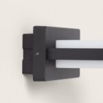 Applique murale extérieure noire en aluminium avec diffuseur blanc opalin