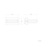 Applique murale extérieure rectangulaire aluminium à lamelles horizontales, fixation murale latérale, plan technique avec dimensions