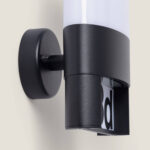 Applique murale extérieure noire en aluminium cylindrique avec diffuseur blanc et support pour numéro