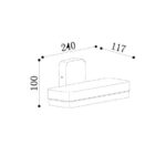 Applique murale extérieure rectangulaire montage mural dimensions 240×117×100 mm