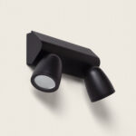Applique murale extérieure double spot noir en aluminium mat orientable montage mural