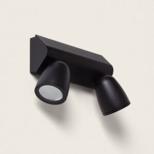 Applique murale extérieure double spot noir en aluminium mat orientable montage mural