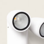 Applique murale extérieure blanche à deux spots cylindriques LED en aluminium