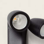Applique murale extérieure noire en aluminium, deux spots orientables LED cylindriques