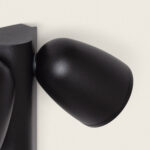 Applique murale extérieure noir en aluminium mat, spot orientable fixé sur plaque murale