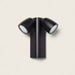 Applique murale extérieure noire en aluminium à deux spots orientables