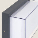 Applique murale extérieure anthracite aluminium, diffuseur blanc rectangulaire, éclairage haut et bas