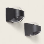 Applique murale extérieure double face en aluminium gris foncé avec dôme en verre, éclairage up et down LED