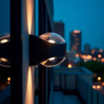 Applique murale extérieure noire double face en aluminium, diffuseurs en verre hémisphériques éclairage up et down