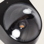 Applique murale extérieure LED noire en aluminium avec dôme transparent