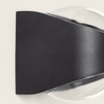 Applique murale noire en aluminium avec diffuseur circulaire transparent