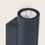 Applique murale extérieure cylindrique anthracite aluminium, LED avec réflecteur encastré
