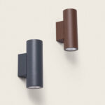 Applique murale cylindrique aluminium, double-face LED, finitions anthracite et rouille