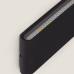 Applique murale extérieure rectangulaire noire en aluminium avec bande LED visible