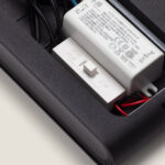 Applique murale extérieure noire, boîtier rectangulaire ouvert avec transformateur LED et câbles