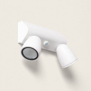 Applique Murale Extérieure LED 12W Aluminium avec Détecteur de Mouvement PIR Abel Large Deux Spots Blanc